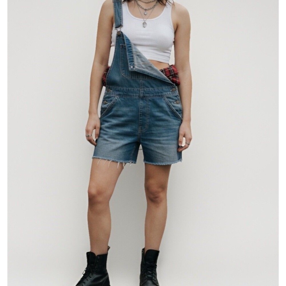 Vintage American Eagle 77 Shorts Overalls Womens S Grunge Y2k